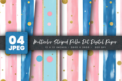 Multicolor Striped Polka Dot Digital Paper Product Image 1