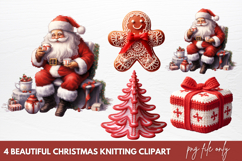 Beautiful Christmas Knitting Clipart Sublimation Product Image 1
