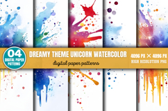 Dreamy theme Unicorn watercolor splashes Background Paper Product Image 8