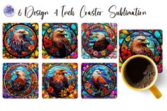 Stained Glass Square Coaster Sublimation Designs PNG Product Image 8