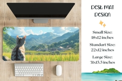 Kawaii Cat Mouse Pad Large, Cute Cat Desk Mat Template Product Image 1