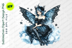 Dreamy Watercolor Fairy With Butterfly Wings Sitting PNG Product Image 1