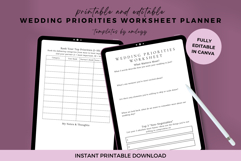 Wedding Priorities Worksheet | Editable Canva Planner Templa Product Image 1