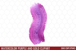Watercolor Purple and Gold Clipart Product Image 1
