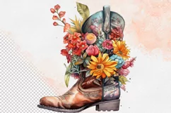 Western Flowers Boots Watercolor PNG Clipart Product Image 7