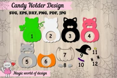 Halloween Cat in a pumpkin candy dome svg, paper cut temp Product Image 4
