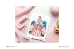 Cozy Girl with Mittens PNG Set, Winter Woman Illustration Product Image 6