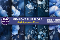 Midnight Blue Floral Backgrounds Bundle PNG Product Image 8