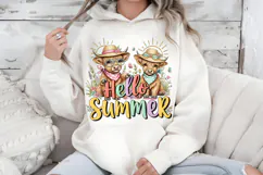 Hello Summer PNG Highland Cow Clipart Cute Calf Sublimation Product Image 7