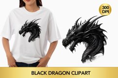 Watercolour Fantasy Black Dragon Clipart Product Image 1