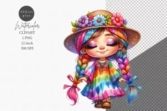 Gnome girl clipart, Hippie girl walking Product Image 1