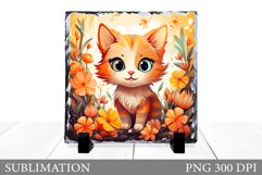 Cute Cat Sublimation. Cat Slate Sublimation Product Image 1