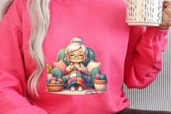 Granny Crocheting Clipart PNG 300dpi Product Image 6