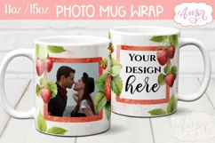 Strawberry photo mug wrap PNG, picture mug template PNG Product Image 3