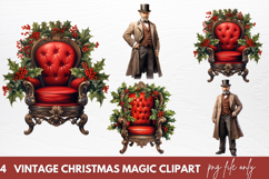 Vintage Christmas Magic Clipart Sublimation Product Image 1