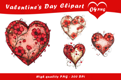 Valentine Day Floral Heart Clipart PNG Product Image 1