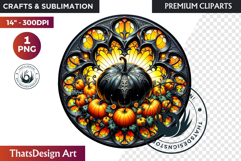 Halloween Gothic stained Glass Pumpkin Clipart Product Image 1