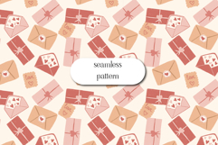Cute Love Letters and Gift Boxes Seamless Valentine Pattern Product Image 1