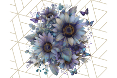 Sunflower and Butterfly PNG Clipart, Bright Jewel Tones Png Product Image 3