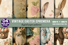 Vintage Easter Ephemera Digital Paper PNG Product Image 1