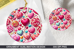 Candy Heart Stained Glass Ornament PNG, Digital Download Fi Product Image 1