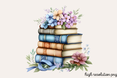 Pastel Cottage Shabby Chic Books Clipart PNG Product Image 1