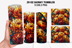 Flower Skinny Tumbler 20oz Wrap Design, Autumn Tumbler Wrap Product Image 1
