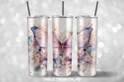 Butterflies Flower Shabby Chic Tumbler Wrap Sublimation Product Image 3