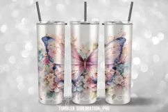 Butterflies Flower Shabby Chic Tumbler Wrap Sublimation Product Image 3