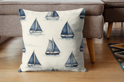 Sailboat Digital Paper Pack, Coastal Sailing Seamless Product Image 6