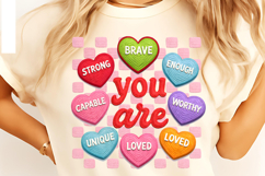 Crochet Valentine Candy Heart PNG, Faux Yarn You Are Enough Product Image 7