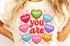 Crochet Valentine Candy Heart PNG, Faux Yarn You Are Enough Product Image 7