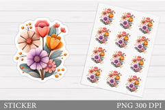 Wildflowers Sticker Design. Floral Sticker Printable Product Image 1
