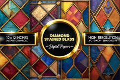 Diamond Stained Glass Digital Papers - 04 variations Product Image 1