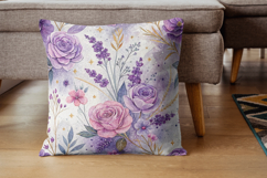 Cute Purple Flowers Pattern Bundle, Seamless Watercolor Product Image 7