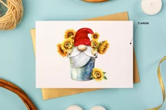 Watercolor Gnome Holding Sunflowers in Bucket Illustration Product Image 7