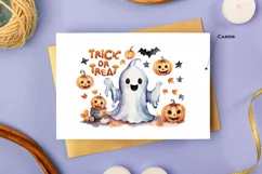 Trick or Treat, Halloween Lettering PNG, Ghost and Pumpkin Product Image 6