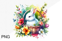 Spring Flowers And Bunny Sublimation - Clipart PNG Design Product Image 1