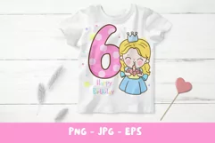 Birthday number sixth birthday party angel kawaii clipart Product Image 3