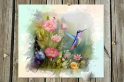 Watercolor Hummingbird | Sublimation skinny tumbler designs Product Image 7