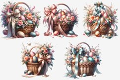 Floral Easter Basket Clipart, Pastel Spring Flowers Product Image 3