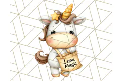 Magical Bookish Unicorn PNG Clipart Reading Books & Stories Product Image 3