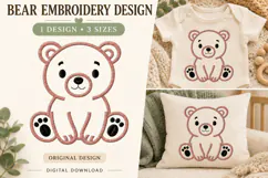 Cute Teddy Bear Embroidery Design Product Image 1