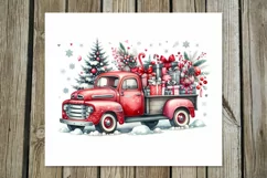Christmas truck | Watercolor tumbler sublimation design PL2 Product Image 3
