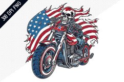 Man Skull Ride American Bike Sublimation -4th of July Design Product Image 1
