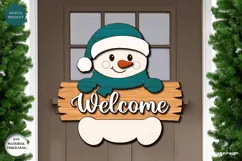 Snowman Door Sign Laser Cut | Door Hanger | SVG Product Image 1