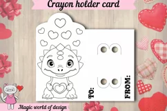 Valentine's Day Dinosaur Crayon Holder Card svg Product Image 2