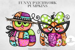 Patchwork Halloween Pumpkin PNG, Stitched Clipart Product Image 1