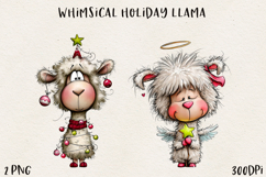 Whimsical Christmas Llama Clipart | Cute Holiday Llama PNG Product Image 1