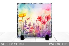 Flowers Square Sublimation. Wildflowers Slate Design Product Image 1